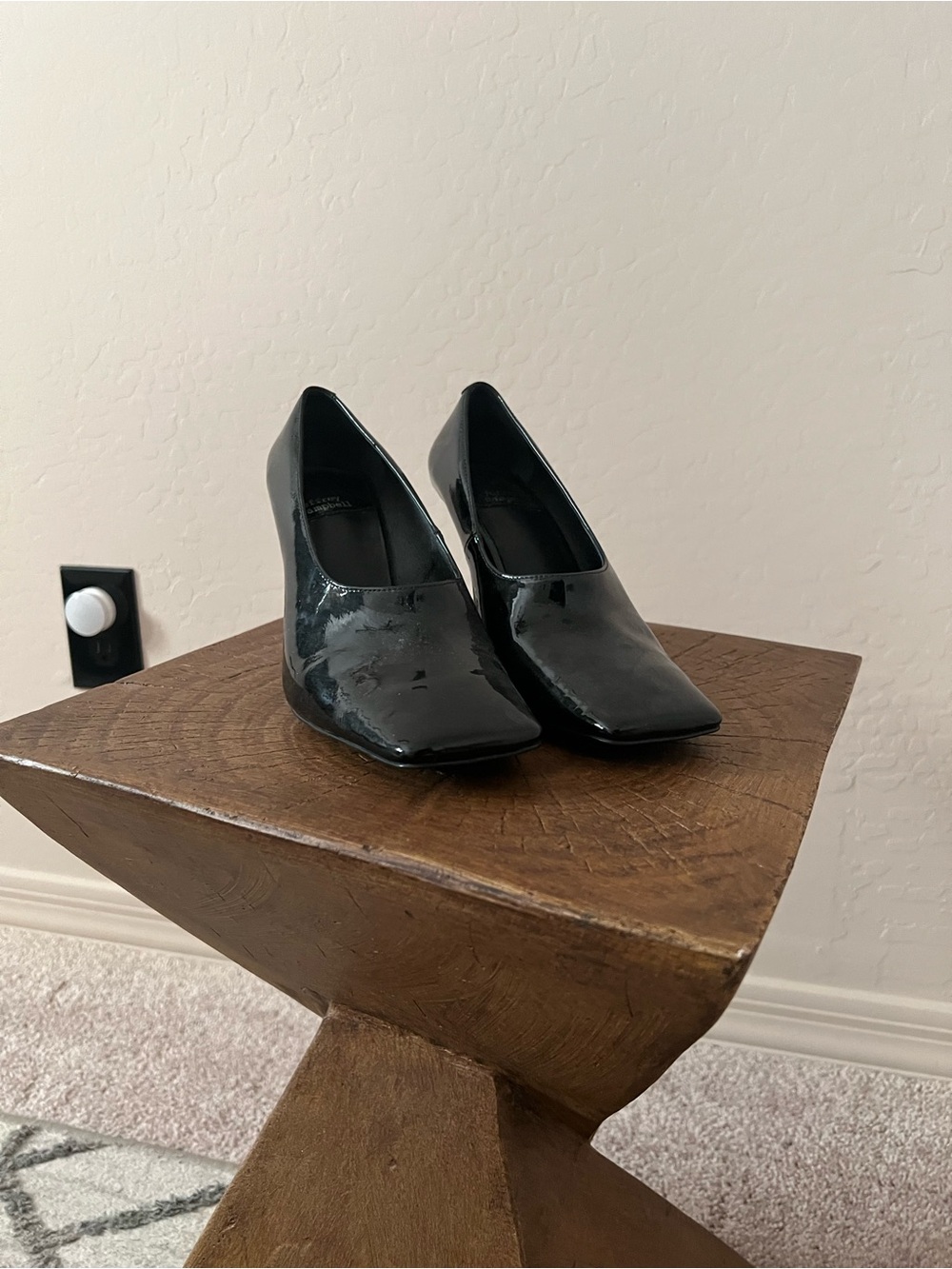 Jeffrey Campbell Black Patent Square-Toe Pumps